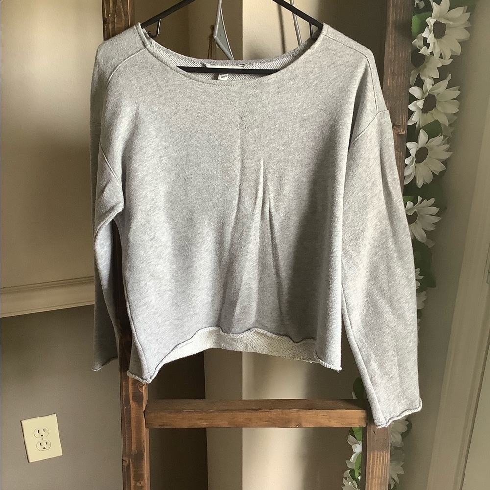 Cute crop top grey sweater with bell sleeves
